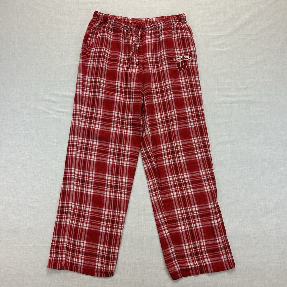 University of Wisconsin Badgers Pajama Lounge Pants Men's Medium Red Plaid NCAA